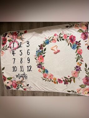 Floral Baby Milestone Blanket with Pink Bow